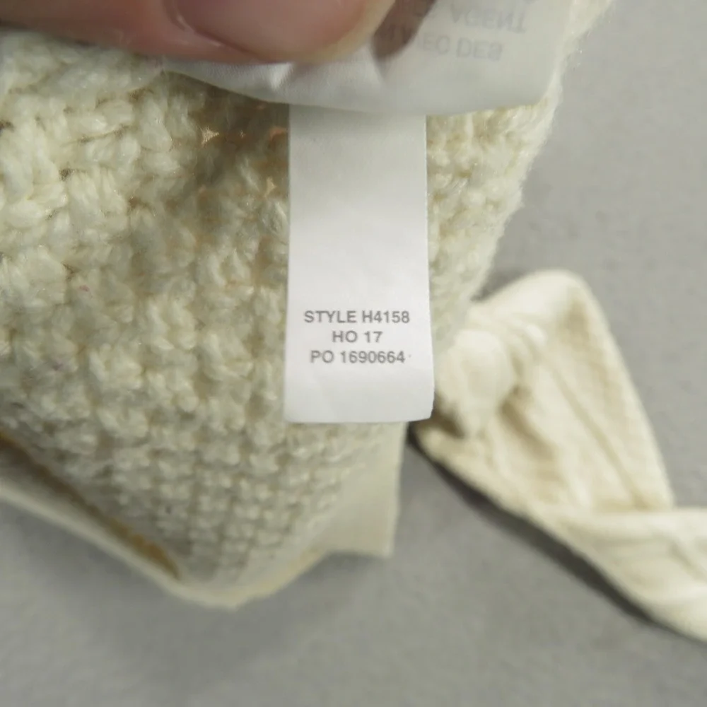 J Crew Mens Medium Cream Merino Cotton Cableknit Fisherman Sweater H4158 Ivory